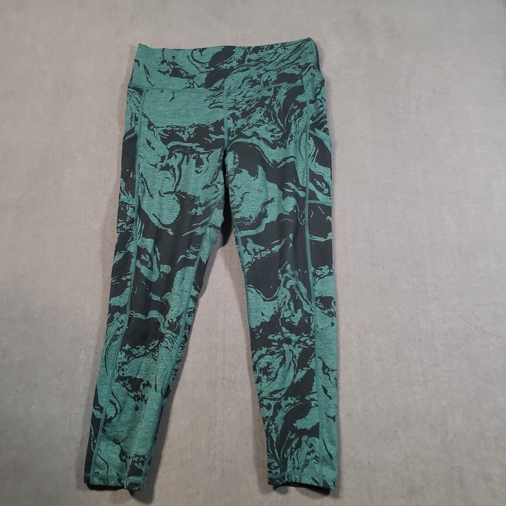 OFFLINE by Aerie Leggings Womens XL Green Black Marble High Waist Pockets